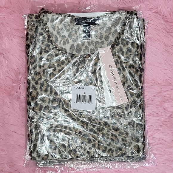 NWT Aqua sheer leopard print cropped tee - Picture 4 of 4